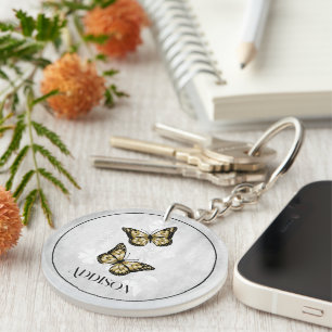 Llavero Cadena de claves personalizada de floral de maripo