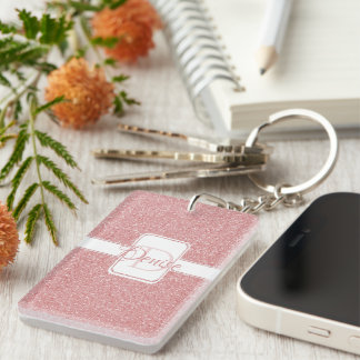 Llavero Cadena de claves personalizada de Purpurina rosa