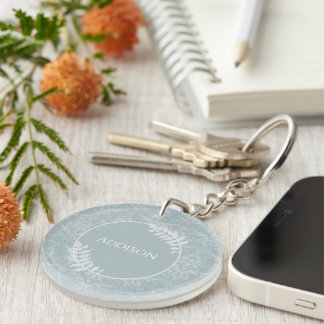 Llavero Cadena de claves personalizada Dusty Blue Elegant 