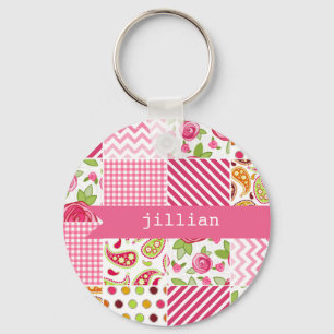 Llavero Cadena de claves personalizada Girly Patchwork