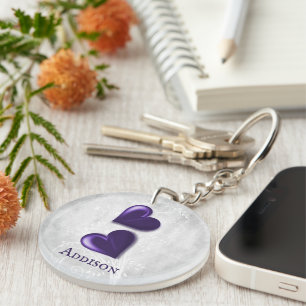 Llavero Cadena de claves personalizada Purple Hearts