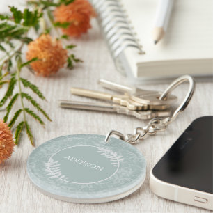 Llavero Cadena de claves personalizada Sage Green Elegant 