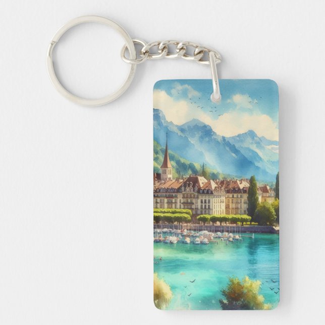 Llavero Cadena de claves personalizadas del lago de Ginebr (Frente)