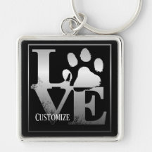 Cadena de claves personalizadas Silver Love Paws