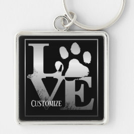 Llavero Cadena de claves personalizadas Silver Love Paws