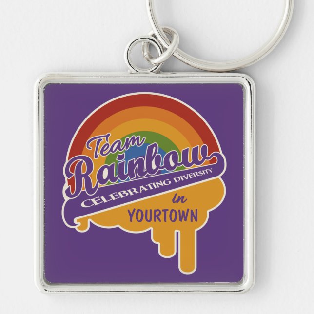 Llavero Cadena de claves personalizado arcoiris del equipo (Frente)