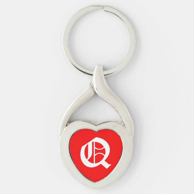 Llavero Cadena de claves "Q" del corazón rojo (Anverso)