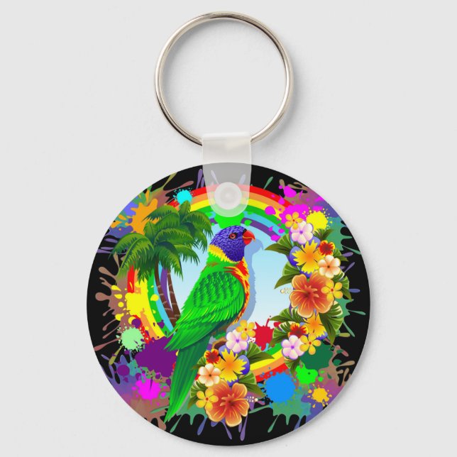 Llavero Cadena de claves Rainbow Lorikeet Parrot (Anverso)