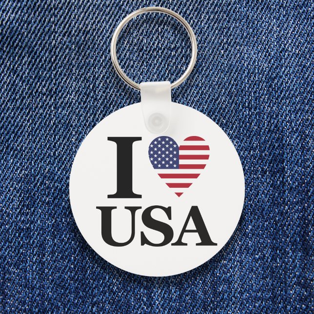 Llavero Cadena de claves redonda "I ❤️ USA" (Express Your Pride: "I ❤️ USA" Round Keychain)