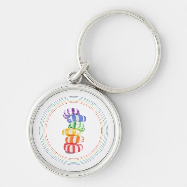 Llavero Cadena de claves redondeada RAINBOW CANDY Premium (Frente)