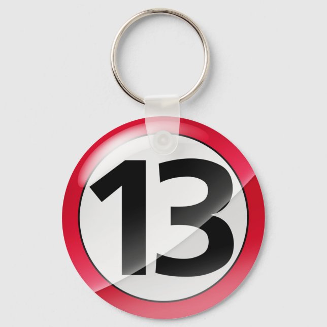 Llavero Cadena de claves roja número 13 (Anverso)