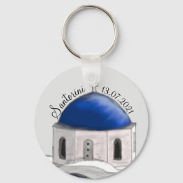 Llavero Cadena de claves Santorini Blue Dome boda favor