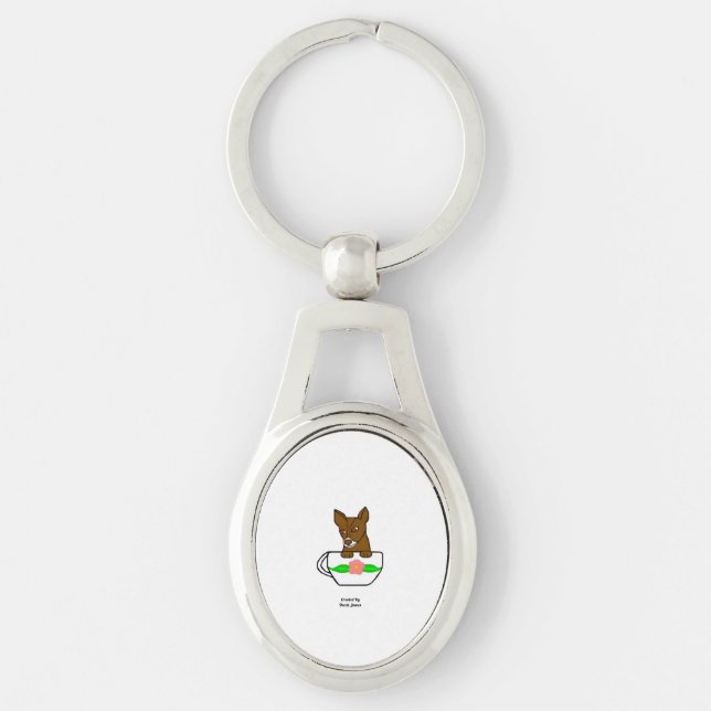 Llavero Cadena de claves Teacup Chihuahua Oval (Anverso)