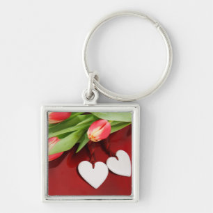 Llavero Cadena de claves Tulipanes y Corazones