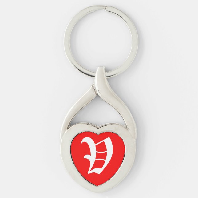 Llavero Cadena de claves "V" del corazón rojo (Anverso)