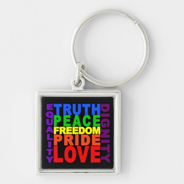 Llavero cadena de claves Valores del arco iris (Frente)