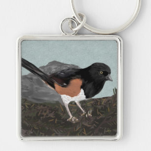 Llavero Cadena de claves Watercolor Eastern Towhee