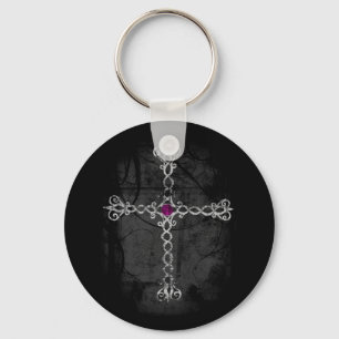 Llavero cadena de cruz gótica - púrpura