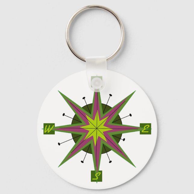 Llavero Cadena de diseño de brújula retro (Anverso)