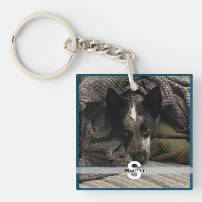 Llavero Cadena de dos fotos personalizada - Monograma HAMb (Frente)