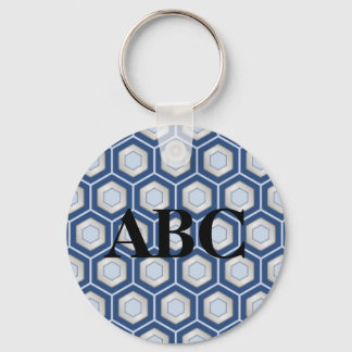 Llavero Cadena de hebras hexagonales azules y plateadas de