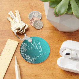 Llavero Cadena de la llave del Boda de color turquesa del 