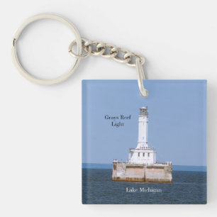 Llavero Cadena de llave acrílica de luz de arrecife de gri