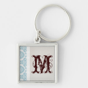 Llavero Cadena de llave de damasco azul filigrí