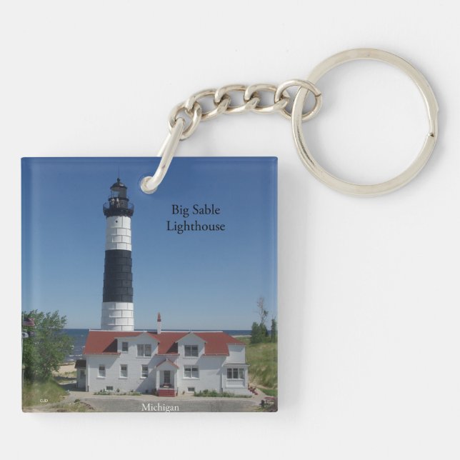 Llavero Cadena de llave de doble cara Big Sable Lighthouse (Atrás)