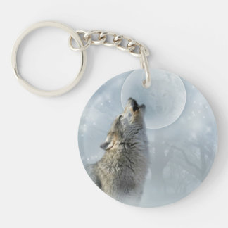 Llavero Cadena de llave de la luna azul del lobo