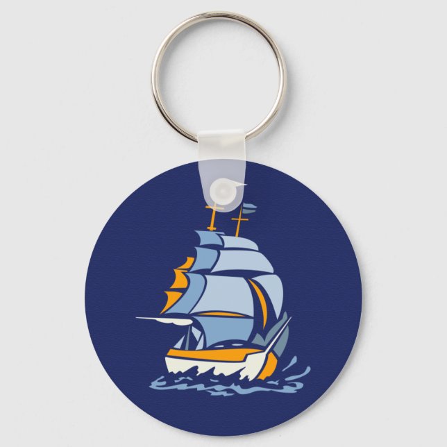 Llavero Cadena de llave de velero, personalizable (Anverso)