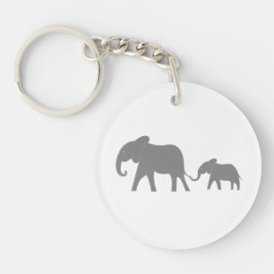 Llavero Cadena de llave madre azul y elefante bebé