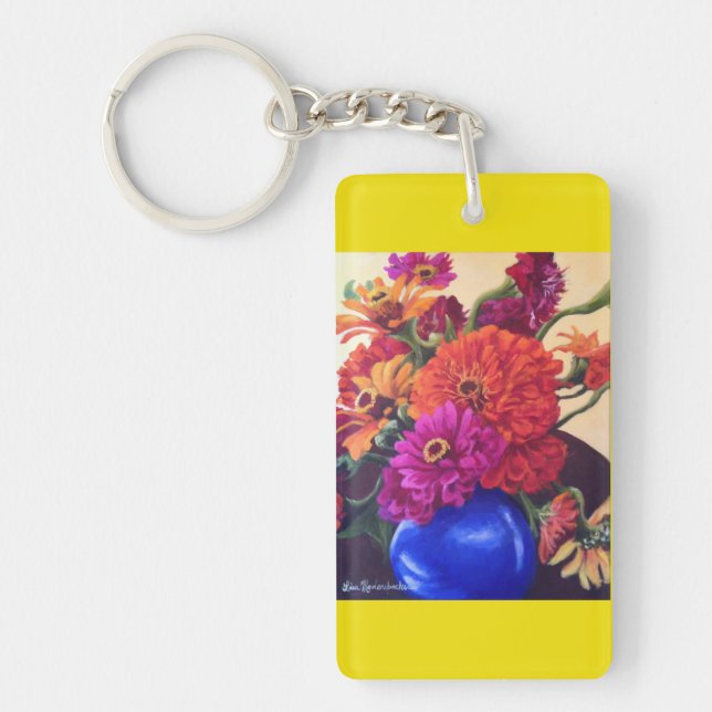 Llavero cadena de llaves con zinneas (Frente)