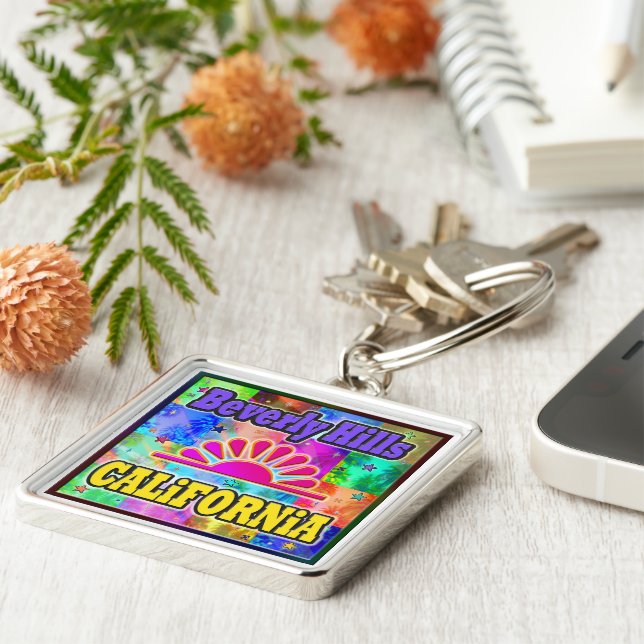 Llavero Cadena de llaves de Beverly Hills Sun & Palms (Lado)