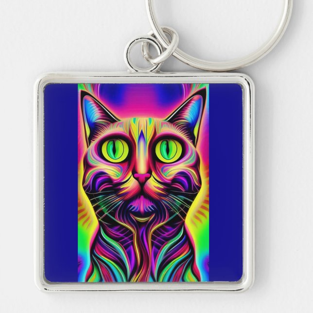 Llavero cadena de llaves de gatos curiosos (Frente)