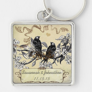 Llavero Cadena de llaves de pergamino de pájaro vintage mu