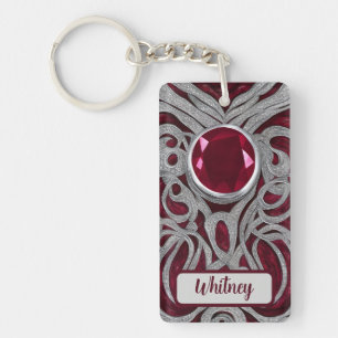 Llavero Cadena de llaves inspirada en ruby y plata (01)