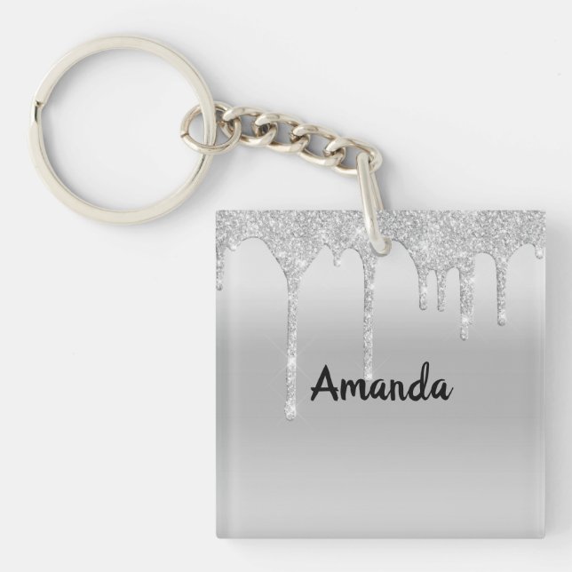 Llavero Cadena de llaves personalizada de plata con purpur (Frente)