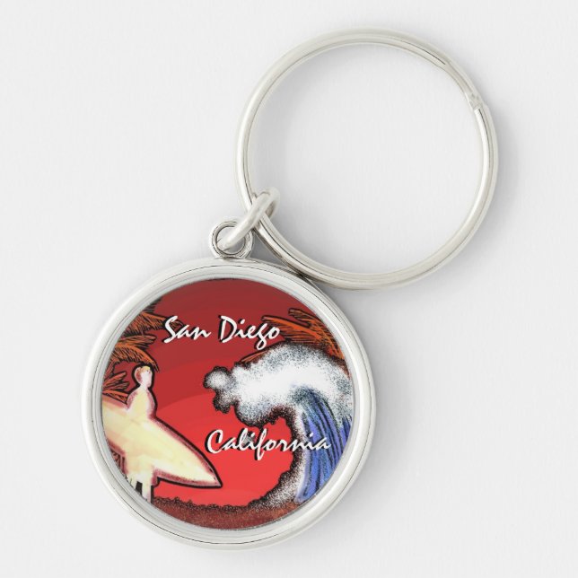Llavero Cadena de música de arte surfista de San Diego Cal (Frente)