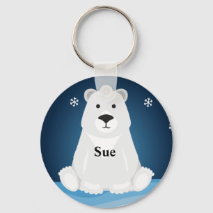 Llavero cadena de nombres personalizada con oso polar