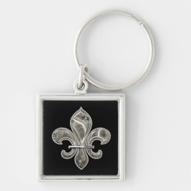 Llavero Cadena de Personalizable Silver Fleur de Lis (Frente)