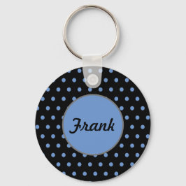 Llavero Cadena de puntos de polka personalizada (azul negr