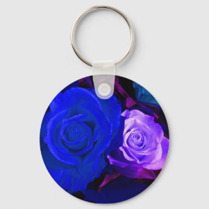 Llavero Cadena de Rosa azul púrpura - Personalizable