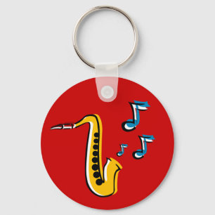 Llavero cadena de saxofón de jazz con notas