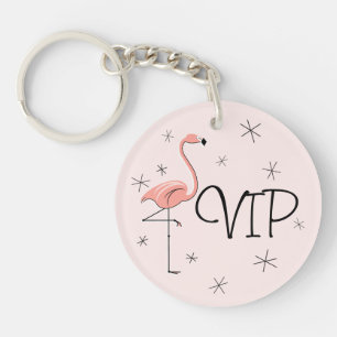 Llavero Cadena de teclas acrílicas "VIP" rosa Flamingo