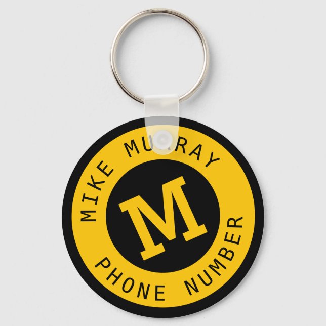 Llavero Cadena de teclas amarilla con monograma (Anverso)