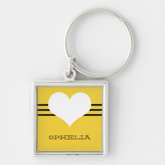 Llavero Cadena de teclas Amarillo Moderno Heart Premium (Frente)