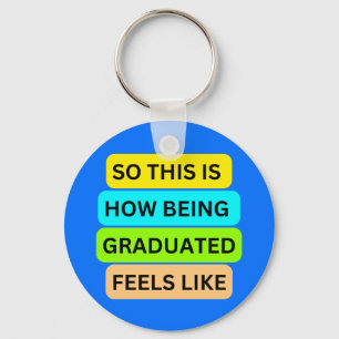 Llavero Cadena de teclas azul claro redondeada de graduaci