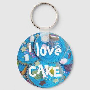 Llavero Cadena de teclas Blue Cupcakes 'I love CAKE'