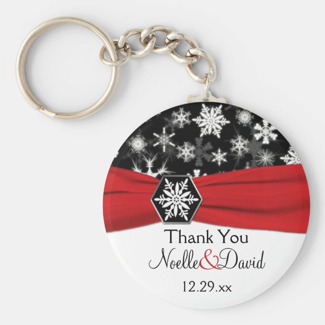 Llavero Cadena de teclas Boda de copos de nieve negros, bl (Frente)